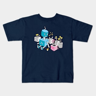 Robot with Flowers Kids T-Shirt